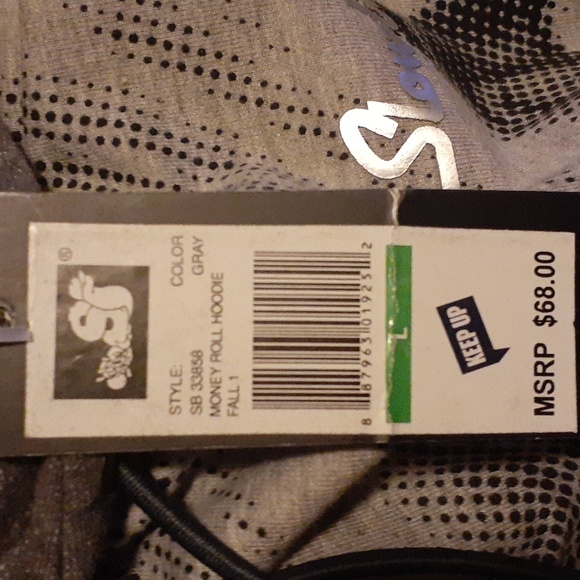 Slowbucks Money Roll Hoodie light Sweatshirt Mens L Grey $100 Graphic Viral Wear - Picture 8 of 8